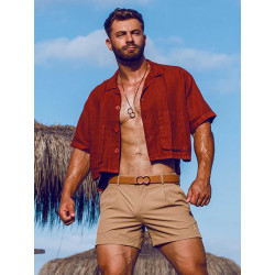 2eros Cropped Linen Shirt Bombay Brown (T9771)