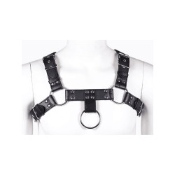 Regular Chest Harness Leatherette Black Adjustable (T9081)