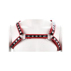 Bulldog Chest Harness Leatherette Black/Red (T9083)