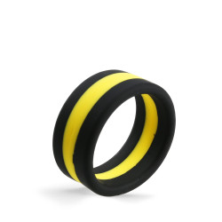 RudeRider Soft Silicone Cockring Black/Yellow (T9937)