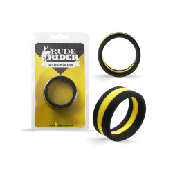 RudeRider Soft Silicone Cockring Black/Yellow (T9937)