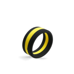 RudeRider Soft Silicone Cockring Black/Yellow (T9937)