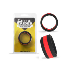 RudeRider Soft Silicone Cockring Black/Red (T9938)