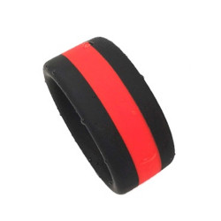 RudeRider Soft Silicone Cockring Black/Red (T9938)