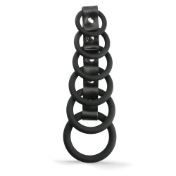 Rude Rider 6-Cockring-Strap Silicone Black (T9939)