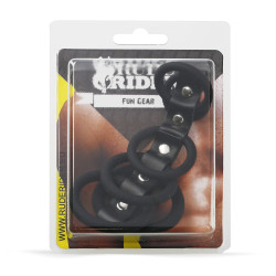 Rude Rider 6-Cockring-Strap Silicone Black (T9939)