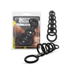 Rude Rider 6-Cockring-Strap Silicone Black (T9939)