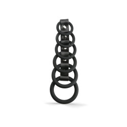 Rude Rider 6-Cockring-Strap Silicone Black (T9939)