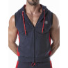 ToF Paris Zipped Sleeveless Hoodie Navy (T9479)