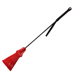 Rouge Leather Tasselled Riding Crop Black (T11335)