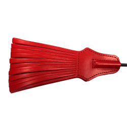 Rouge Leather Tasselled Riding Crop Black (T11335)