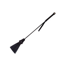 Rouge Leather Tasselled Riding Crop Black (T11335)