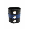 Rouge Leather Wrist Band Wallet with Stripe Black/Blue (T11489)