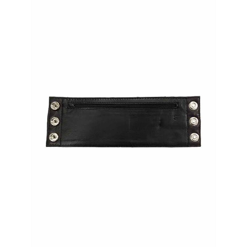 Rouge Leather Wrist Band Wallet with Stripe Black/Red (T11490)