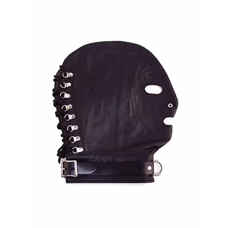 Rouge Leather Mask with D-Ring and Lockable Strap Black (T11418)