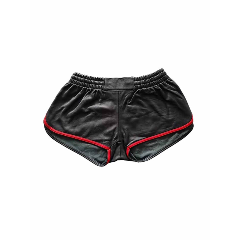Rouge Leather Shorts with Piping Black/Red (T11415)