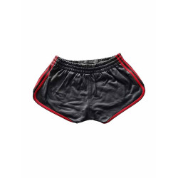 Rouge Leather Shorts with Piping Black/Red (T11415)