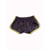 Rouge Leather Shorts with Piping Black/Yellow (T11471)