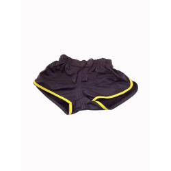 Rouge Leather Shorts with Piping Black/Yellow (T11471)