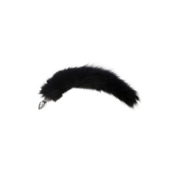 Rouge Stainless Steel Medium Butt Plug with Real Fur Tail Black (T11305)