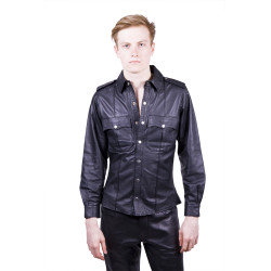 Rouge Leather Shirt, Leather, Full Sleeves Black (T11410)