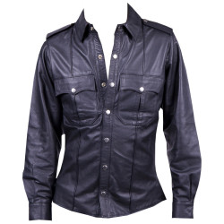 Rouge Leather Shirt, Leather, Full Sleeves Black (T11410)