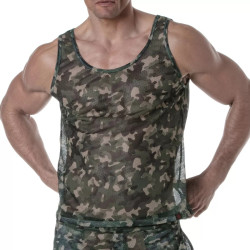 ToF Paris See Through Mesh Tank Top Khaki Camo (T11717)