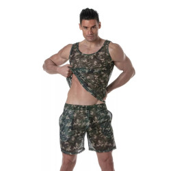 ToF Paris See Through Mesh Tank Top Khaki Camo (T11717)