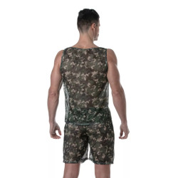 ToF Paris See Through Mesh Tank Top Khaki Camo (T11717)