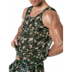 ToF Paris See Through Mesh Tank Top Khaki Camo (T11717)