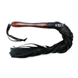 Rouge Wooden Handle Leather Flogger Black (T11495)