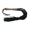 Rouge Wooden Handle Leather Flogger Black (T11495)